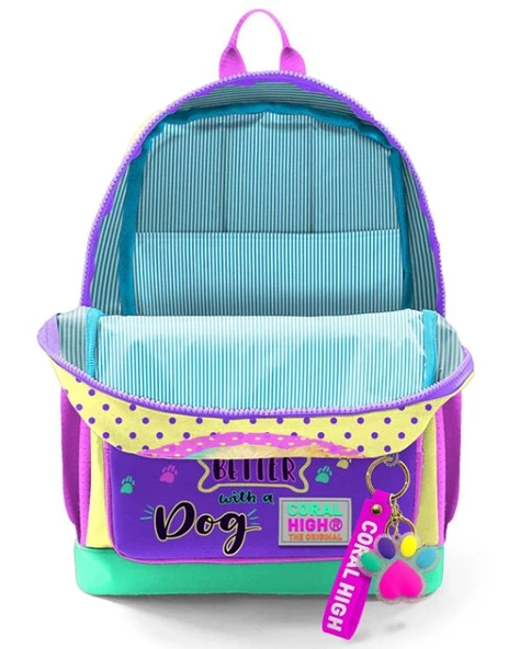 Coral High Kids Sarı Pembe Sevimli Köpek Desenli Okul Sırt Çantası 23752 - Resim 3
