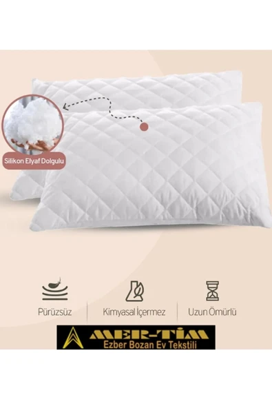 mer-tim ezberbozan ev tekstili Mer-Tim Ev Tekstili 2 Adet Kapitone Yastık 50x70 Cm 800 Gr - Resim 2
