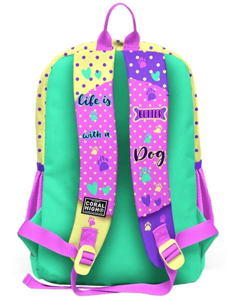 Coral High Kids Sarı Pembe Sevimli Köpek Desenli Okul Sırt Çantası 23752 - Resim 4
