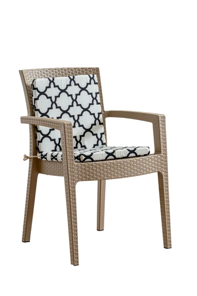 mer-tim ezberbozan ev tekstili Mer-Tim Bahçe Balkon Salon Siyah Beyaz Desenli Sandalye Minderi 1 Adet (Arkalıklı)