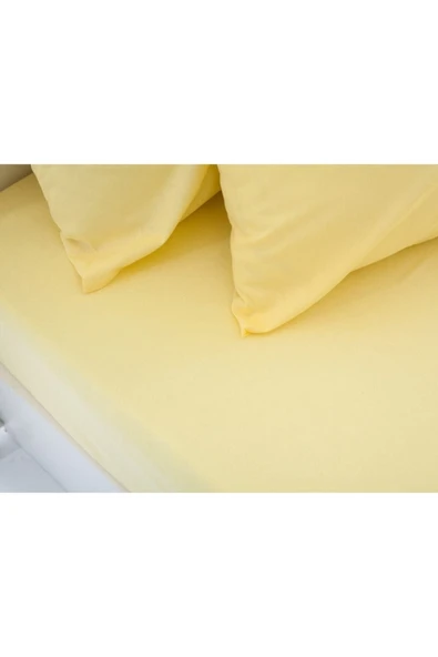 mer-tim ezberbozan ev tekstili Mer-tim Pamuklu Ranforce Tek Kişilik Sarı Lastiksiz Çarşaf Ve Yastık Kılıfı - 160 X 240 - 2