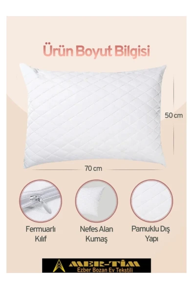 mer-tim ezberbozan ev tekstili Mer-Tim Ev Tekstili 2 Adet Kapitone Yastık 50x70 Cm 800 Gr - Resim 5