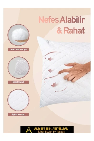 mer-tim ezberbozan ev tekstili Mer-Tim Ev Tekstili 2 Adet Kapitone Yastık 50x70 Cm 800 Gr - Resim 4