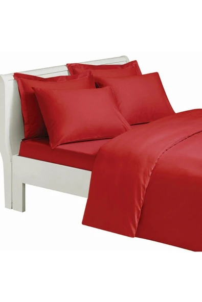 mer-tim ezberbozan ev tekstili Mer-tim Pamuklu Ranforce Tek Kişilik Lastikli Çarşaf Takımı Kırmızı - 90x190 ürün görseli 1