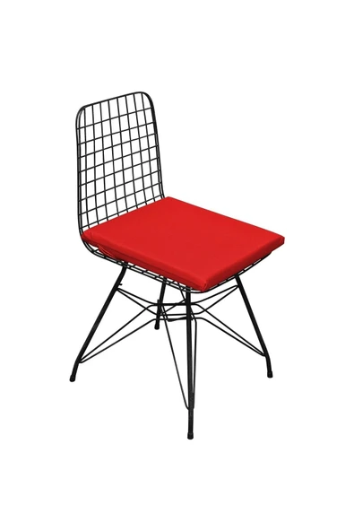 mer-tim ezberbozan ev tekstili Mer-tim Bahçe Balkon Salon Kırmızı Kare Alt Sandalye Minderi 4'lü ürün görseli