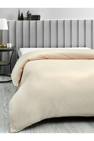 mer-tim ezberbozan ev tekstili Tek Kişilik 160x220 Nevresim Yorgan Kılıfı - Krem ürün görseli 1