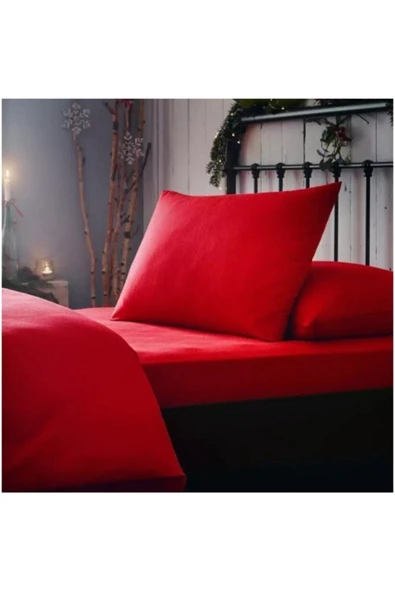 mer-tim ezberbozan ev tekstili Tek Kişilik 100x200 Lastikli Çarşaf Takımı-kırmızı ürün görseli 1