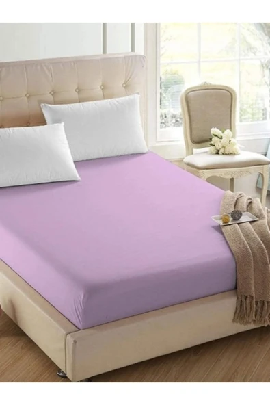 mer-tim ezberbozan ev tekstili Mer-Tim Çift Kişilik Battal Boy 180x200 Lastikli Penye Çarşaf Lila ürün görseli 1