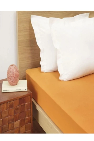 mer-tim ezberbozan ev tekstili Mer-tim Tek Kişilik 100x200 Lastikli Penye Çarşaf Turuncu ürün görseli 1