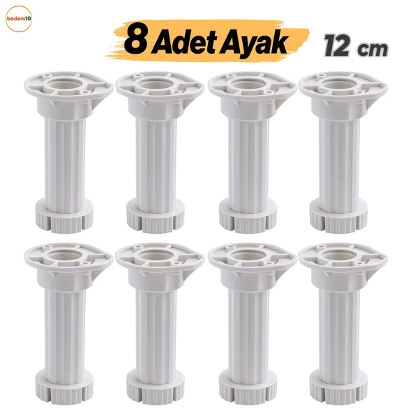 Ayarlanabilir 8 Adet 12 Cm Plastik Ayak Dolap Mobilya Tezgah Yükseltici Yükseltme Ayağı Ayakları ürün görseli