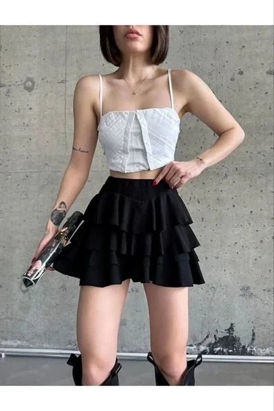 Kadın Mykonos Basic Etek - Siyah - Resim 3