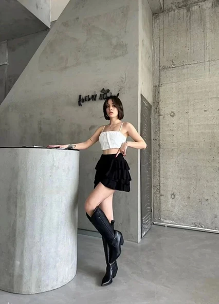 Kadın Mykonos Basic Etek - Siyah - Resim 4