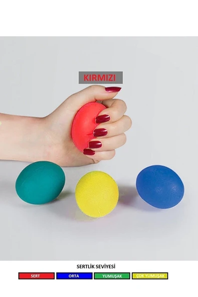 BEYAZ MEDİKAL Kırmızı Silikon Stres Topu El Egzersiz Topu Fizik Tedavi Topu