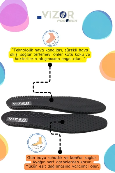 VİZOR AIR SUSPANSION HAVALI TABANLIK TERLETMEZ ULTRA HAFİF YUMUŞAK SERİNLETİCİ FOOTTECH ORTOPEDİK 40-41 - 2