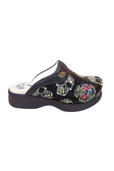 HİPOKRAT Siyah Kuru Kafa Modeli Ortopedik Sabo Terlik Doktor Hemşire Hastane Terliği 38 - 4