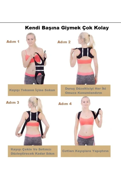 ARWEX Balenli Destekli Dik Duruş Korsesi Dik Durma Bel Omuz Sırt Aparatı Kamburluk Önleyici Spor Korse Standart - 3