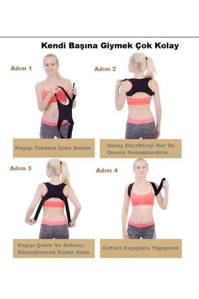 ARWEX Dik Duruş Korsesi Erkek Dik Durma Bel Omuz Sırt Aparatı Kamburluk Önleyici Spor Korse Standart - Resim 2