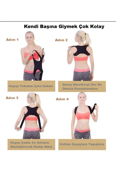 ARWEX 2 Adet Dik Duruş Korsesi Erkek Dik Durma Bel Omuz Sırt Aparatı Kamburluk Önleyici Spor Korse Standart - 2