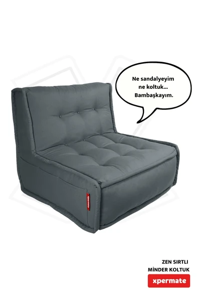 Xpermate Zen Berjer Sırtlı Minder Koltuk İskandinav Tarzı Ergonomik Yer Koltuğu Oturma Minderi 80X60 Antrasit ürün görseli