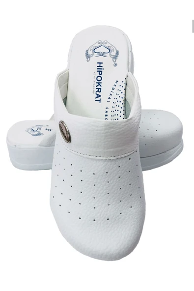 HİPOKRAT Kadın Yeni Beyaz Ortopedik Sabo Terlik Doktor Hemşire Hastane Terliği Beyaz Tokalı 36 - 2