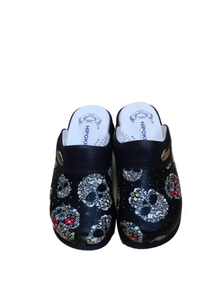 HİPOKRAT Siyah Kuru Kafa Modeli Ortopedik Sabo Terlik Hastane Terliği 36 ürün görseli 1