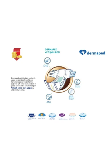 DERMAPED Bel Bantlı 60 Adet Large Yetişkin Hasta Bezi(2X30) Tek Ebat - 2