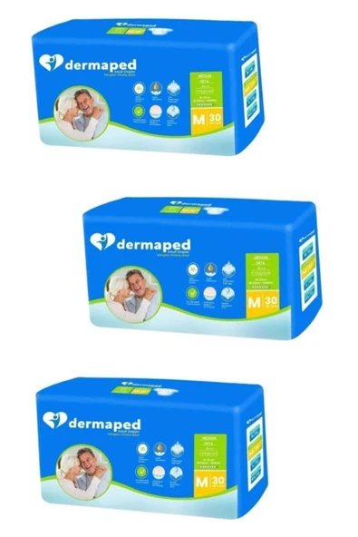 DERMAPED Bel Bantlı M 30'lu 3 Paket Hasta Bezi Tek Ebat