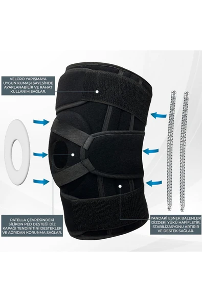 BEYAZ MEDİKAL Silikon Patella Ligament Destekli Neopren Dizlik Battal Boy Standart - 4