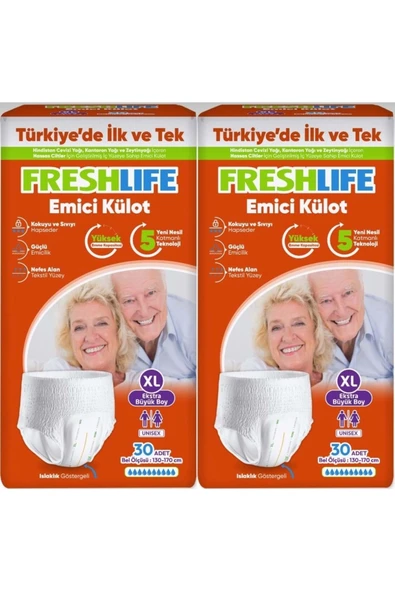 FRESHLİFE Emici Külot Hasta Bezi Xl Ekstra Büyük 60 Adet (2PKX30) XL ürün görseli 1