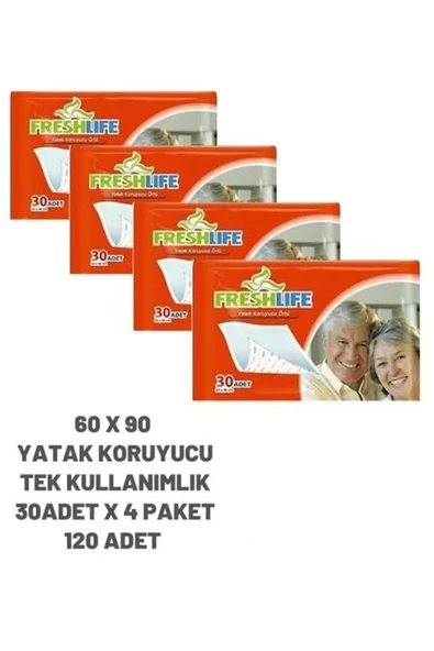 FRESHLİFE 60x90 30 Lu 4 Paket Yatak Koruyucu Alez 30 X 4=120 Adet