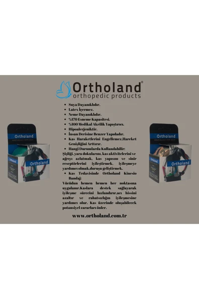 ORTHOLAND Kinezyo Bandı, Spor Kas Ağrı 5cm*5mt Koyu Yeşil 5 - 7
