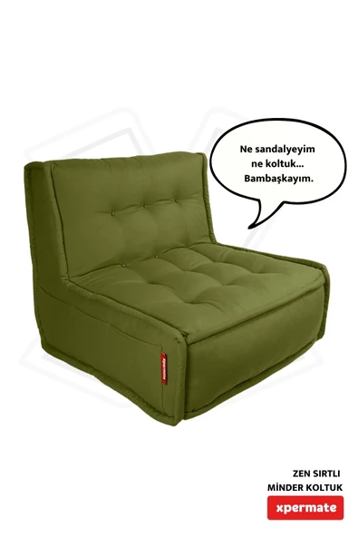 Xpermate Zen Berjer Sırtlı Minder Koltuk İskandinav Tarzı Ergonomik Yer Koltuğu Oturma Minderi 80X60 Yeşil ürün görseli