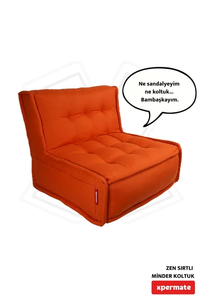 Xpermate Zen Berjer Sırtlı Minder Koltuk İskandinav Tarzı Ergonomik Yer Koltuğu Oturma Minderi 80X60 Kiremit ürün görseli