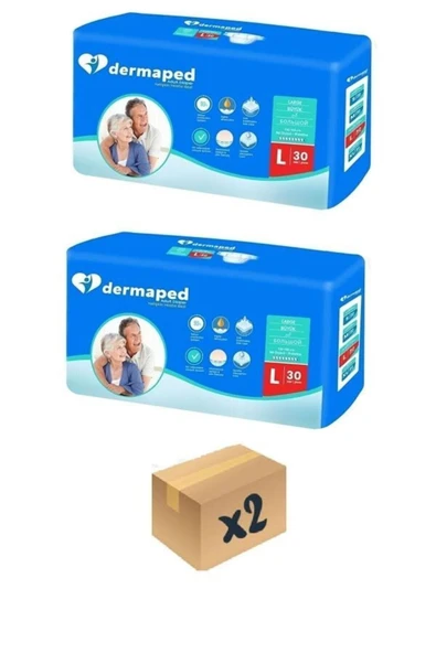 DERMAPED Yetişkin Hasta Bezi Bel Bantlı Büyük Boy (l) Beden Süper Emici Avantaj Paket 30*2 60 Adet Tek Ebat