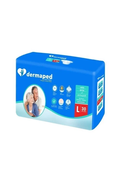 DERMAPED Yetişkin Hasta Bezi Bel Bantlı L Beden 30 Adet (SÜPER EMİCİ) Tek Ebat