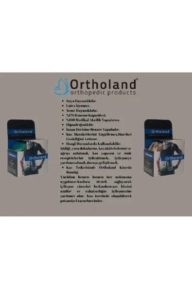 ORTHOLAND Kinesio Bandı, Spor Kas Ağrı 5cm*5mt Koyu Mavi 5 - 3