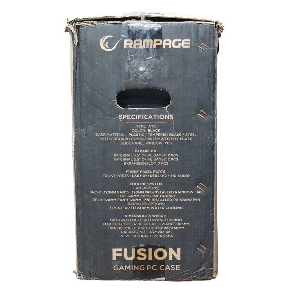 Rampage FUSION 650W 80+ BRONZE 4 Rainbow Fanlı Temperli Cam Panel ATX MID Tower Oyuncu Kasası - 6