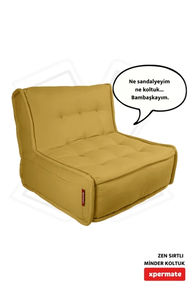 Xpermate Zen Berjer Sırtlı Minder Koltuk İskandinav Tarzı Ergonomik Yer Koltuğu Oturma Minderi 80X60 Hardal ürün görseli