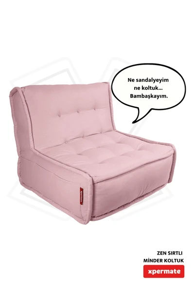 Xpermate Zen Berjer Sırtlı Minder Koltuk İskandinav Tarzı Ergonomik Yer Koltuğu Oturma Minderi 80X60 Pembe ürün görseli