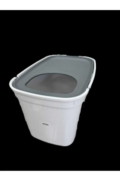 Moderna Top Cat Üstten Girişli Kapalı Kedi Tuvaleti Beyaz /Gri Kapaklı 59 cm - Resim 4