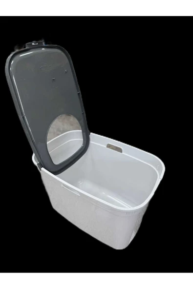 Moderna Top Cat Üstten Girişli Kapalı Kedi Tuvaleti Beyaz /Gri Kapaklı 59 cm - Resim 2