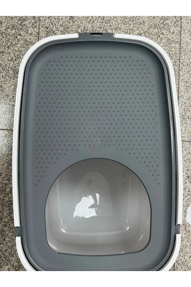 Moderna Top Cat Üstten Girişli Kapalı Kedi Tuvaleti Beyaz /Gri Kapaklı 59 cm - Resim 5