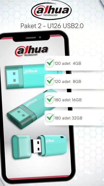Dahua U126 Plastik Kapaklı USB Flash Bellek Paketi - Paket 2