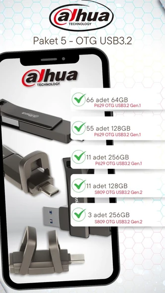 Dahua P629 Metal USB 3.2 OTG Flash Bellek Paketi - Paket 5
