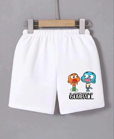 Kadın Beli Lastikli Baskılı Mini Şort - Beyaz ürün görseli