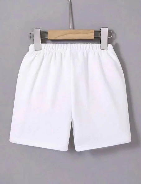 Kadın Beli Lastikli Baskılı Mini Şort - Beyaz - Resim 2