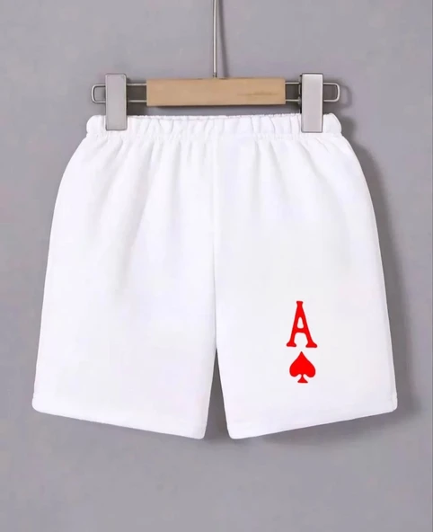 Kadın Beli Lastikli Baskılı Mini Şort - Beyaz ürün görseli