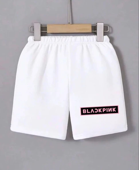 Kadın Beli Lastikli Baskılı Mini Şort - Beyaz ürün görseli