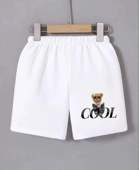 Kadın Beli Lastikli Baskılı Mini Şort - Beyaz ürün görseli