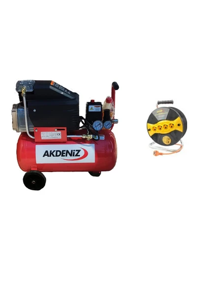 Akdeniz 24 Lt. Yağlı Hava Kompresörü+LUXOR 3x1,5 20 mt Seyyar - 1